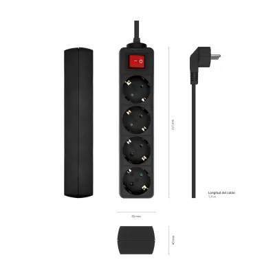 Aisens Regleta con Interruptor 4 Tomas 1.4m Negra Aisens Regleta con Interruptor 4 Tomas 1.4m Negra