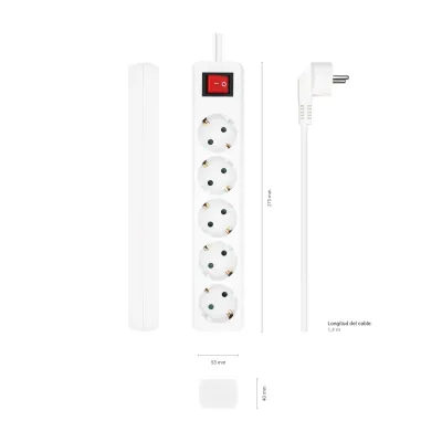 Aisens Regleta con Interruptor 5 Tomas 1.4m Blanca Aisens Regleta con Interruptor 5 Tomas 1.4m Blanca