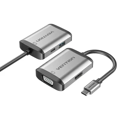Conversor Vention TFAHB/ 1xUSB/ 1xHDMI/ 1xVGA/ 1xUSB Tipo-C PD/ Conversor Vention TFAHB/ 1xUSB/ 1xHDMI/ 1xVGA/ 1xUSB Tipo-C PD/