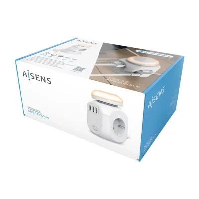 Aisens Regleta Multifunción con 4 Tomas Luz Nocturna 1.8m Blanco