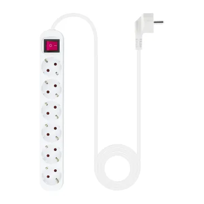 Nanocable Regleta con Protección 6 Tomas Schuko 1.4m Blanco Nanocable Regleta con Protección 6 Tomas Schuko 1.4m Blanco
