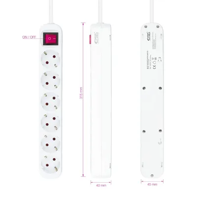 Nanocable Regleta con Protección 6 Tomas Schuko 1.4m Blanco Nanocable Regleta con Protección 6 Tomas Schuko 1.4m Blanco