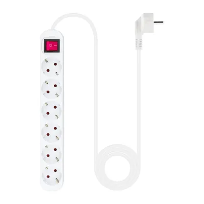 Nanocable Regleta con Protección 6 Tomas Schuko 1.4m Blanco Nanocable Regleta con Protección 6 Tomas Schuko 1.4m Blanco