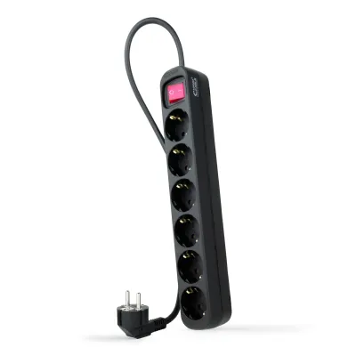 Nanocable Regleta con Protección 6 Tomas Schuko 1.4m Negra