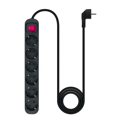 Nanocable Regleta con Protección 6 Tomas Schuko 1.4m Negra