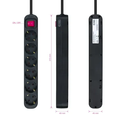 Nanocable Regleta con Protección 6 Tomas Schuko 1.4m Negra