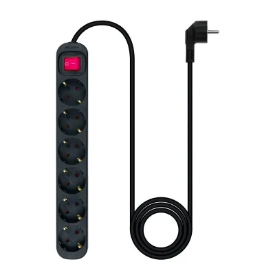 Nanocable Regleta con Protección 6 Tomas Schuko 1.4m Negra