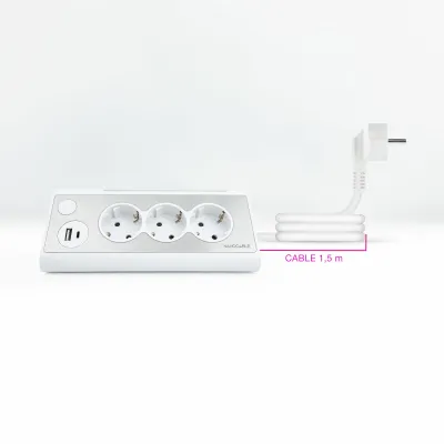 Nanocable Regleta de Sobremesa con Interruptor 3 Tomas Schuko +