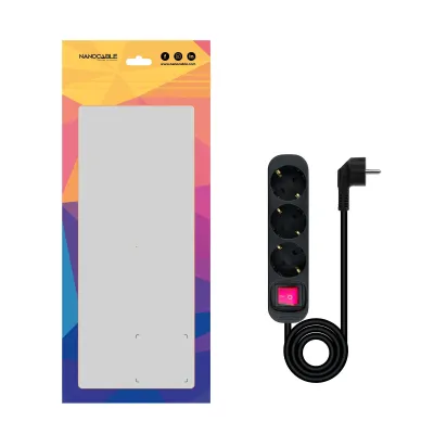 Regleta con Interruptor Nanocable 10.38.0003-BK/ 3 Tomas de Regleta con Interruptor Nanocable 10.38.0003-BK/ 3 Tomas de