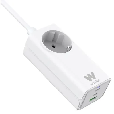 Woxter Alargador Schuko 3 Puertos 1 USB-A + 2 USB-C Blanco