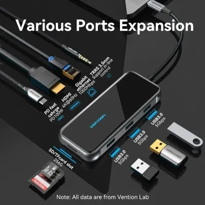 Docking USB Tipo-C Vention TFLHB/ 1xHDMI 4K/ 3xUSB/ 1xRJ45/ Docking USB Tipo-C Vention TFLHB/ 1xHDMI 4K/ 3xUSB/ 1xRJ45/