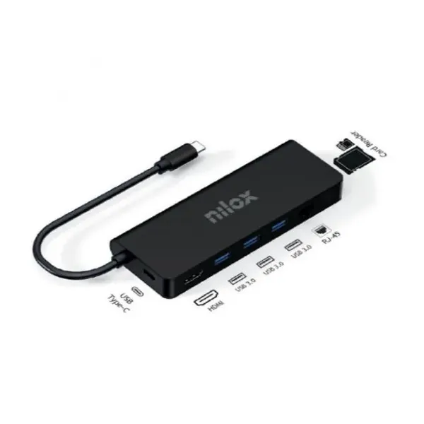 Nilox NXDSUSBC04 Docking Station USB-C Negro