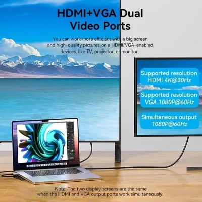 Docking USB Tipo-C Vention THTHC/ 1xHDMI/ 1xVGA/ 3xUSB/ 1xUSB Docking USB Tipo-C Vention THTHC/ 1xHDMI/ 1xVGA/ 3xUSB/ 1xUSB