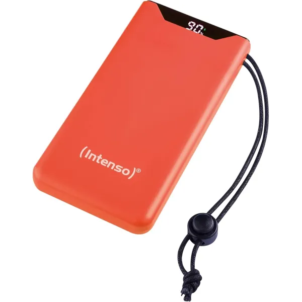 Intenso Powerbank F10000 Naranja - Batería Externa 10000 mAh carga rápida, USB-C a 20W y USB-A a 15W 