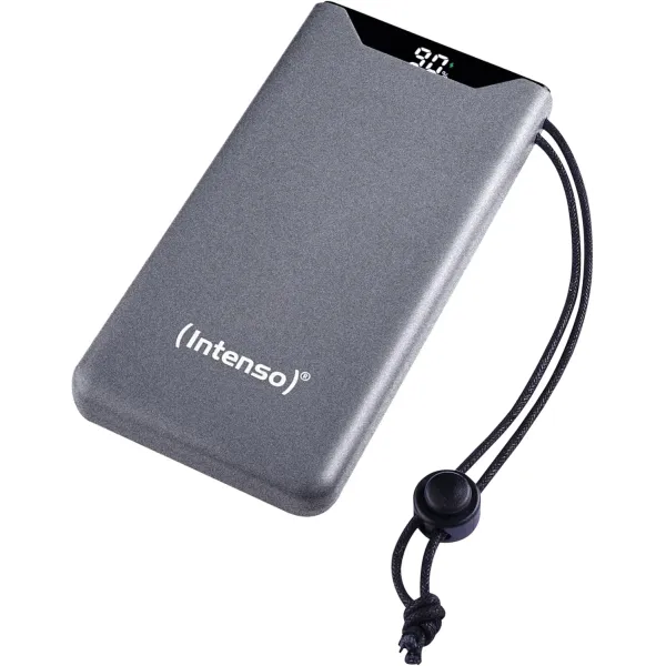 Intenso Powerbank F10000 Gris - Batería Externa 10000 mAh carga rápida, USB-C a 20W y USB-A a 15W 
