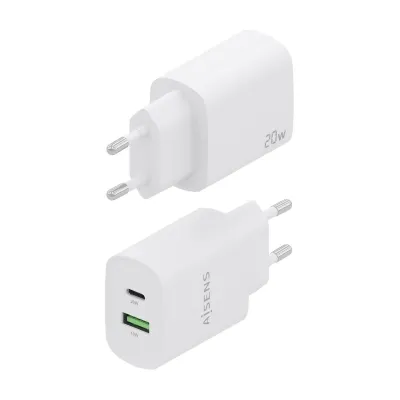Cargador de Pared Aisens A110-0754/ 1xUSB Tipo-C/ 1xUSB/ 20W Cargador de Pared Aisens A110-0754/ 1xUSB Tipo-C/ 1xUSB/ 20W
