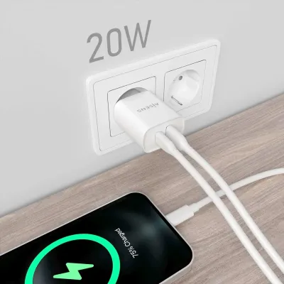 Cargador de Pared Aisens A110-0754/ 1xUSB Tipo-C/ 1xUSB/ 20W Cargador de Pared Aisens A110-0754/ 1xUSB Tipo-C/ 1xUSB/ 20W