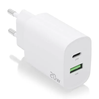 Cargador de Pared Aisens A110-0754/ 1xUSB Tipo-C/ 1xUSB/ 20W Cargador de Pared Aisens A110-0754/ 1xUSB Tipo-C/ 1xUSB/ 20W