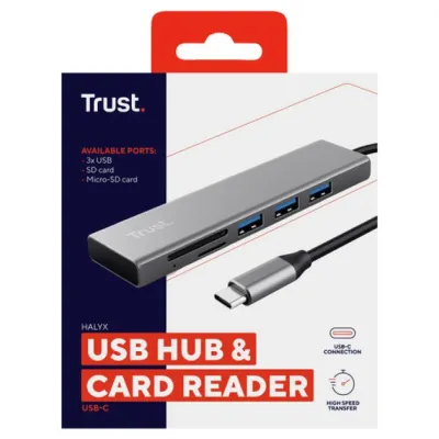 Trust Halyx Hub Multipuerto USB-C con Lector de Tarjetas