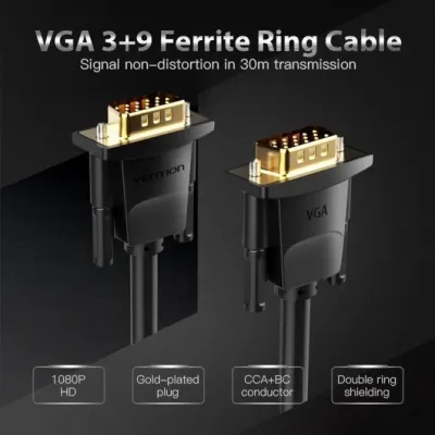 Cable VGA Vention DADBH/ VGA Macho - VGA Macho/ 2m/ Negro