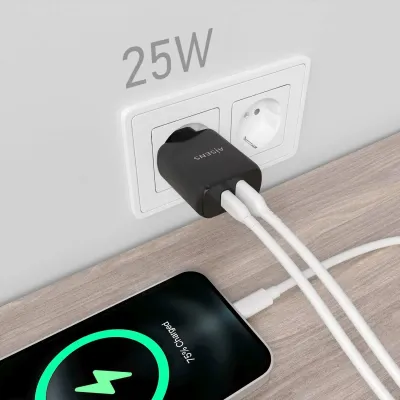 Cargador de Pared Aisens A110-0759/ 1xUSB Tipo-C/ 1xUSB/ 25W Cargador de Pared Aisens A110-0759/ 1xUSB Tipo-C/ 1xUSB/ 25W