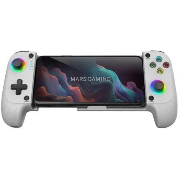 Mars Gaming MGPX Gamepad Vibración Dual Función Turbo Bluetooth 5.0 RGB Blanco para Android e IOS 