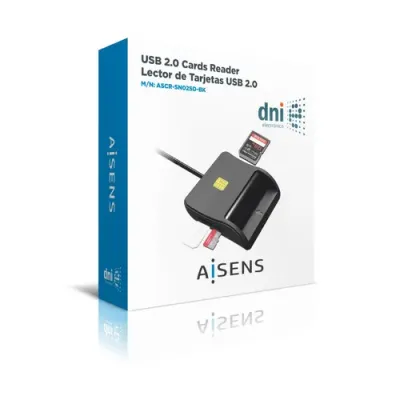 Aisens ASCR-SN02SD-BK Lector DNIe con Multilector de Tarjetas