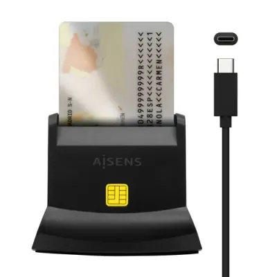 Aisens ASCR-SN04CSD-BK Lector de DNI y Tarjetas USB-C