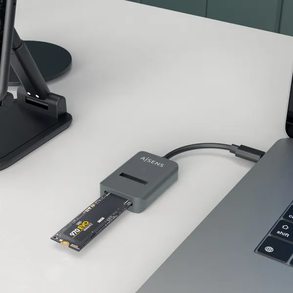 Aisens ASUC-M2D012-GR Dock de USB-C a M.2 (NGFF) SATA/NVMe Gris