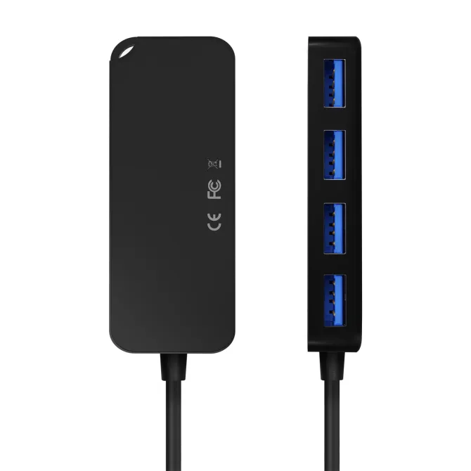 Aisens Hub USB-C a 4 Puertos USB 3.0 60cm Negro