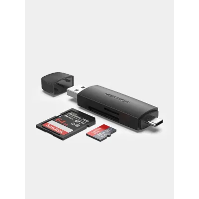 Vention CLKB0 Lector De Tarjetas Externo USB 3.0 Y USB-C Negro Vention CLKB0 Lector De Tarjetas Externo USB 3.0 Y USB-C Negro