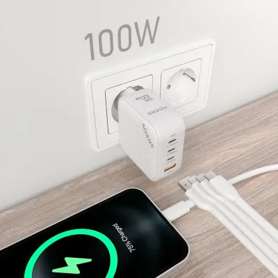 Aisens Cargador GaN 100W PD3.0 QC4.0 3x USB-C Blanco Aisens Cargador GaN 100W PD3.0 QC4.0 3x USB-C Blanco