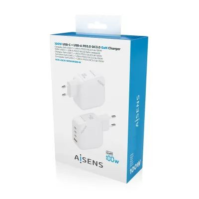 Aisens Cargador GaN 100W PD3.0 QC4.0 3x USB-C Blanco Aisens Cargador GaN 100W PD3.0 QC4.0 3x USB-C Blanco