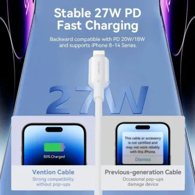 Cable USB 2.0 Tipo-C Lightning Vention LAKSH/ USB Tipo-C Macho Cable USB 2.0 Tipo-C Lightning Vention LAKSH/ USB Tipo-C Macho