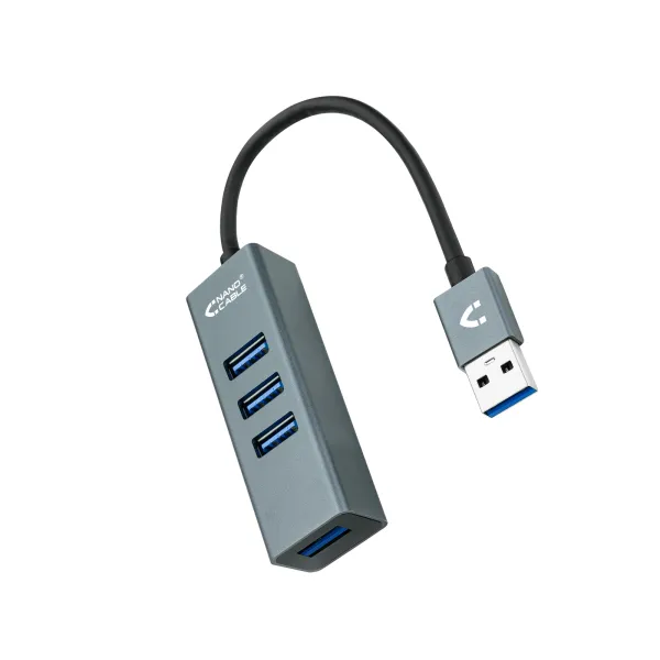 Nanocable Hub 4 Puertos USB 3.0 Gris