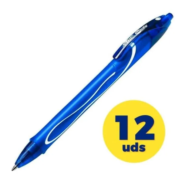 Bic Gel-ocity Quick Dry Caja 12 Bolígrafos Retráctiles Tinta de Gel Azul