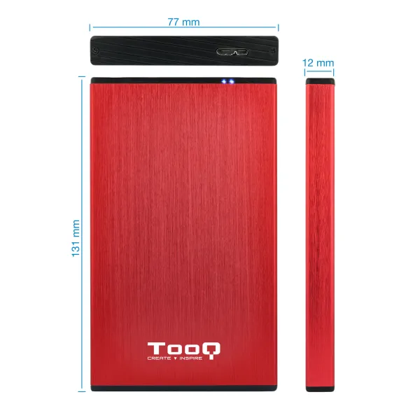TooQ TQE-2527 Carcasa USB 3.0 para Discos Duros 2.5" SATA 3 Roja