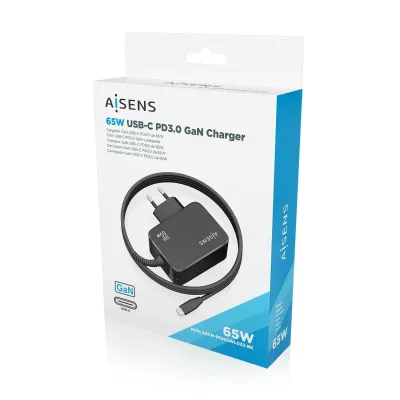 Aisens Cargador GaN PD3.0 USB-C 65W 1.8m Negro Aisens Cargador GaN PD3.0 USB-C 65W 1.8m Negro