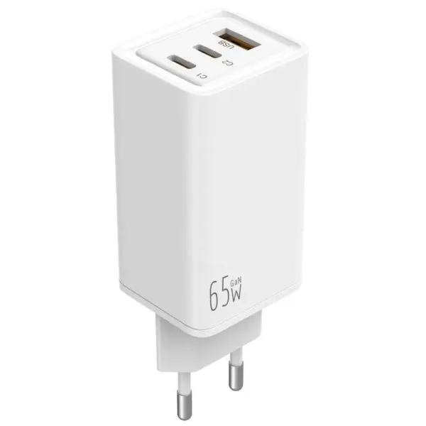 Leotec Cargador de Pared Gan 2xUSB-C PD/USB 2.0 65W Blanco 