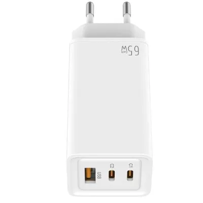 Leotec Cargador de Pared Gan 2xUSB-C PD/USB 2.0 65W Blanco