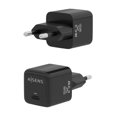 Cargador Gan de Pared Aisens ASCH-25W1P013-BK/ 1xUSB Tipo-C/ 25W Cargador Gan de Pared Aisens ASCH-25W1P013-BK/ 1xUSB Tipo-C/ 25W