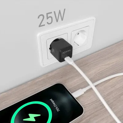 Cargador Gan de Pared Aisens ASCH-25W1P013-BK/ 1xUSB Tipo-C/ 25W Cargador Gan de Pared Aisens ASCH-25W1P013-BK/ 1xUSB Tipo-C/ 25W