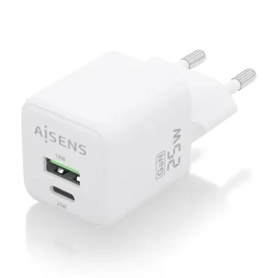 Cargador Gan de Pared Aisens ASCH-25W2P014-W/ 1xUSB Tipo-C/