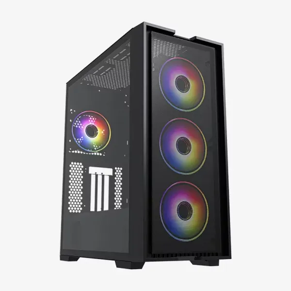 Hiditec H2 Air ARGB Negra Acero laminado, Cristal templado+4 vent ARGB