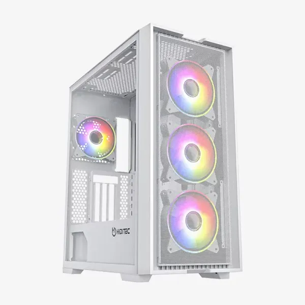 Hiditec H2 Air ARGB Blanca Acero laminado, Cristal templado+4 vent ARGB