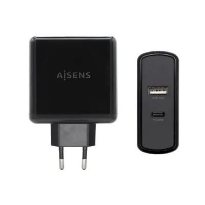 Aisens ASCH-2PD45A-BK Cargador de Pared USB 3.0/USB-C 57W Negro