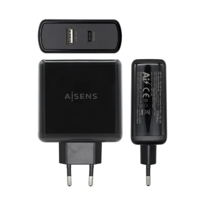 Aisens ASCH-2PD45A-BK Cargador de Pared USB 3.0/USB-C 57W Negro