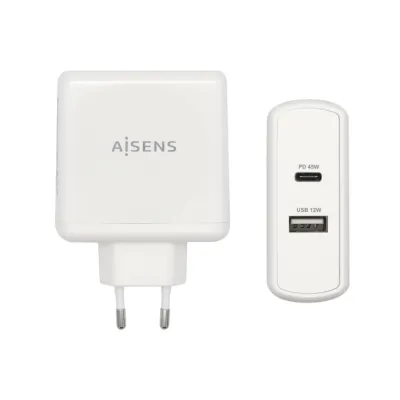 Aisens ASCH-2PD45A-W Cargador de Pared USB 2.0/USB-C 57W Blanco Aisens ASCH-2PD45A-W Cargador de Pared USB 2.0/USB-C 57W Blanco