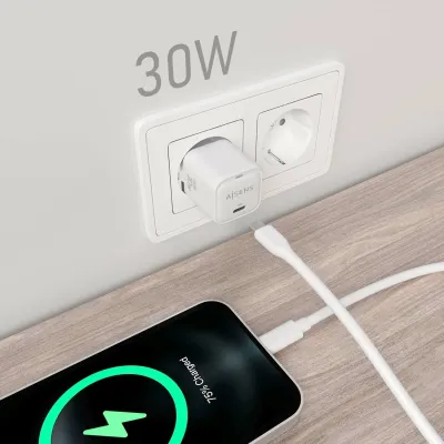 Aisens Cargador GaN 30W 1x USB-C PD3.0 QC4.0 Blanco Aisens Cargador GaN 30W 1x USB-C PD3.0 QC4.0 Blanco