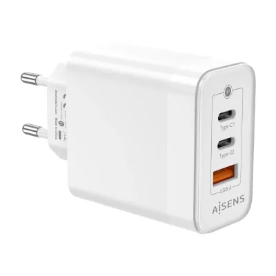 Aisens ASCH-65W3P007-W Cargador GaN de Pared 2x USB Tipo-C/ 1x Aisens ASCH-65W3P007-W Cargador GaN de Pared 2x USB Tipo-C/ 1x